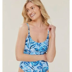 Andie Swim The Baia One Piece in Bluf Blue Floral Women's Size Medium NEW NWT
